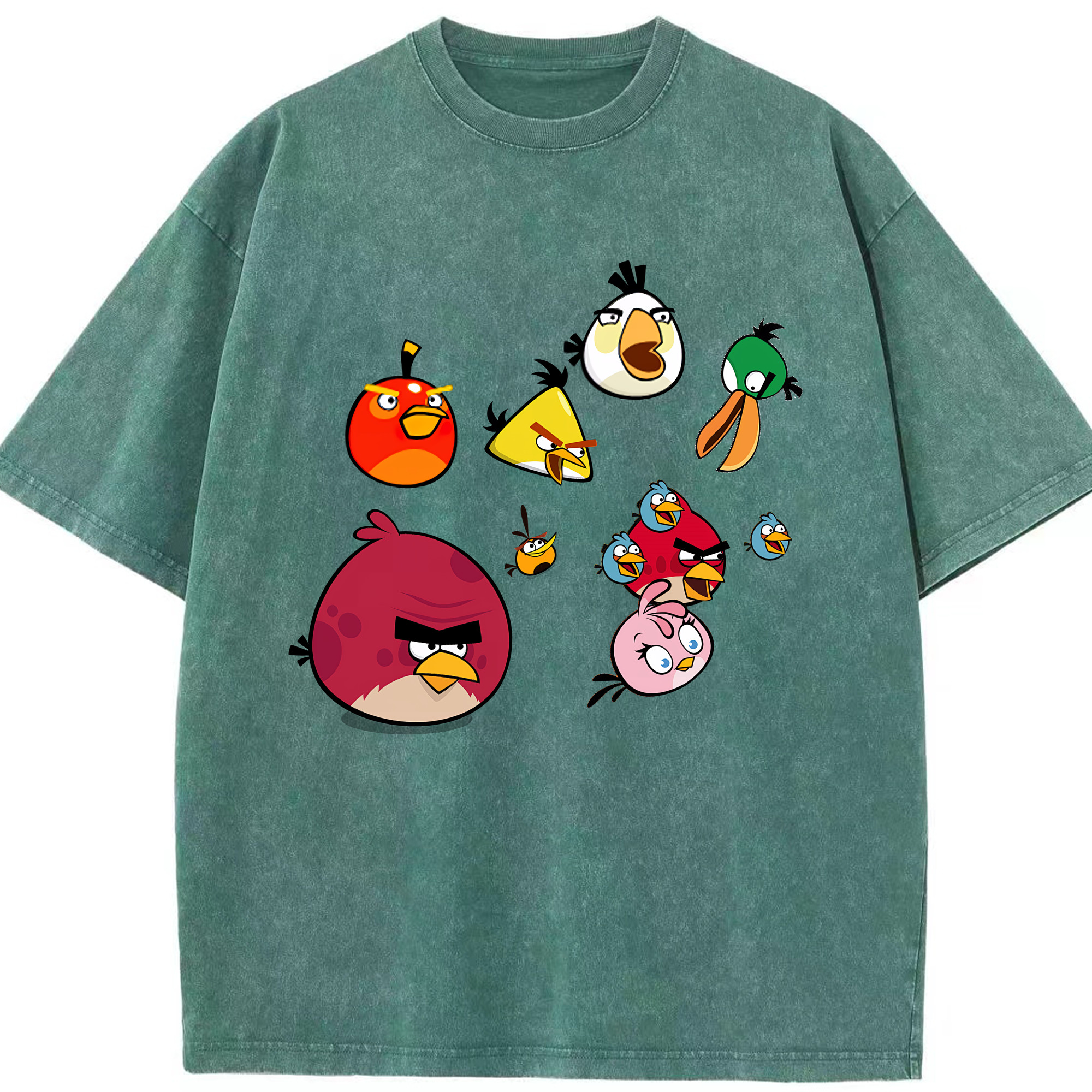 （画像用） Angry Birds アングリーバード 綿100% ヴィンテージ風 半袖Tシャツ（フロントプリント）